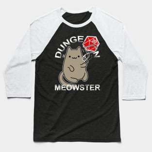 Dungeon Meowster Nerdy Gamer Cat Dice 20 DnD Baseball T-Shirt